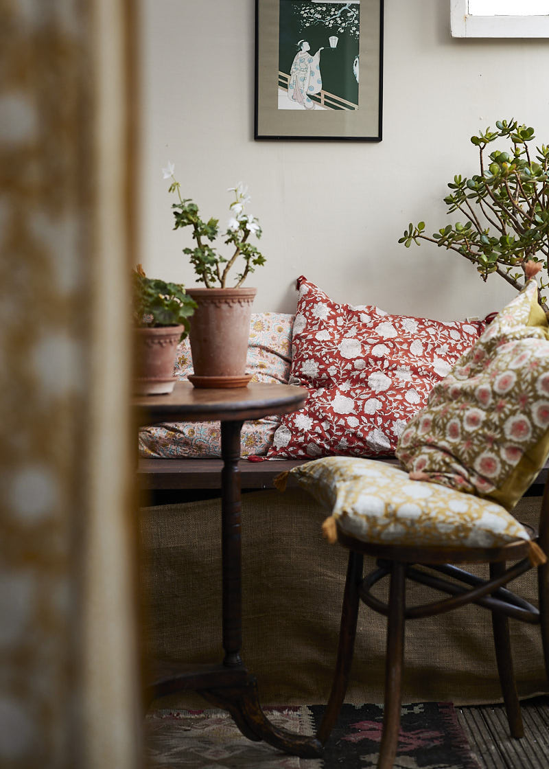 Raspberry Block Print Cushion Cover